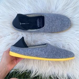 Mahabis Classic Wool Slip On Slippers Grey/Yellow 12.5W 10.5M
